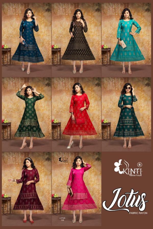 Kinti Lotus Rayon Designer Foil Printed Kurti